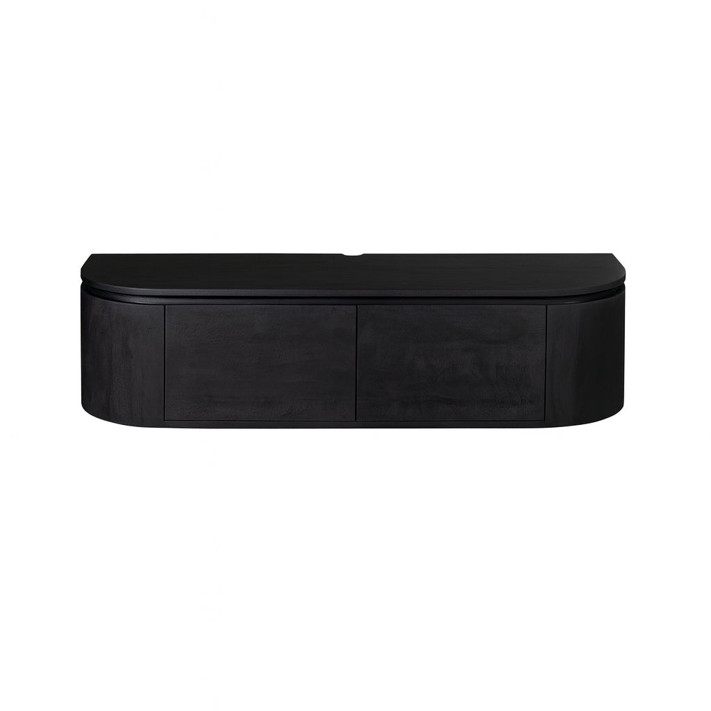 TV-Möbel - Mangoholz Schwarz, Schwebendes Design, Zwei Türen, 120 cm – Excellent | Starfurn