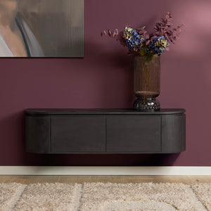TV-Möbel - Mangoholz Schwarz, Schwebendes Design, Zwei Türen, 120 cm – Excellent | Starfurn
