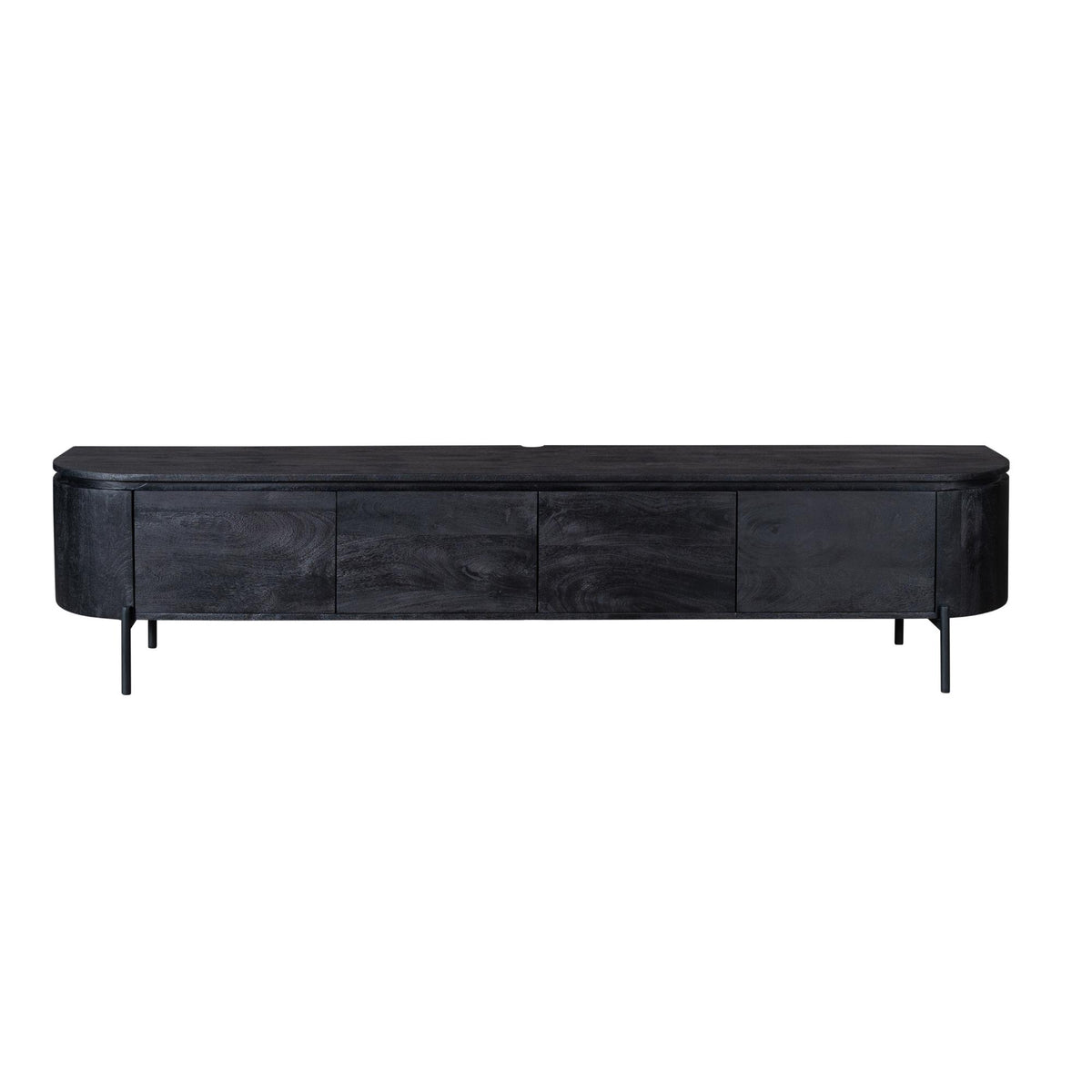 Floating TV Unit – Mango Wood, Black Finish, Four Doors – Excellent | Starfurn