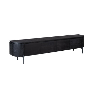 TV-Möbel - Mangoholz Schwarz, Schwebendes Design, Vier Türen, 200 cm – Excellent | Starfurn