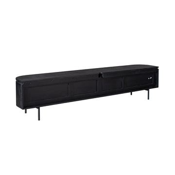 TV-Möbel - Mangoholz Schwarz, Schwebendes Design, Vier Türen, 200 cm – Excellent | Starfurn