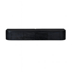 Floating TV Unit – Mango Wood, Black Finish, Four Doors – Excellent | Starfurn