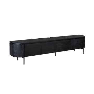 TV-Möbel - Mangoholz Schwarz, Schwebendes Design, Vier Türen, 240 cm – Excellent | Starfurn