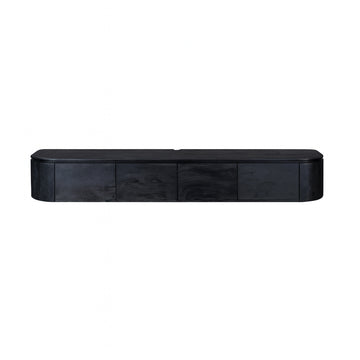 TV-Möbel - Mangoholz Schwarz, Schwebendes Design, Vier Türen, 240 cm – Excellent | Starfurn
