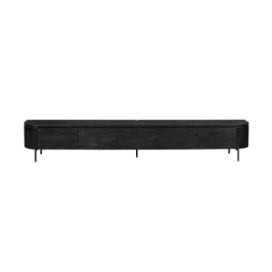 Floating TV Unit – Mango Wood, Black Finish, Five Doors – Excellent | Starfurn