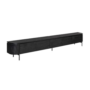 Floating TV Unit – Mango Wood, Black Finish, Five Doors – Excellent | Starfurn