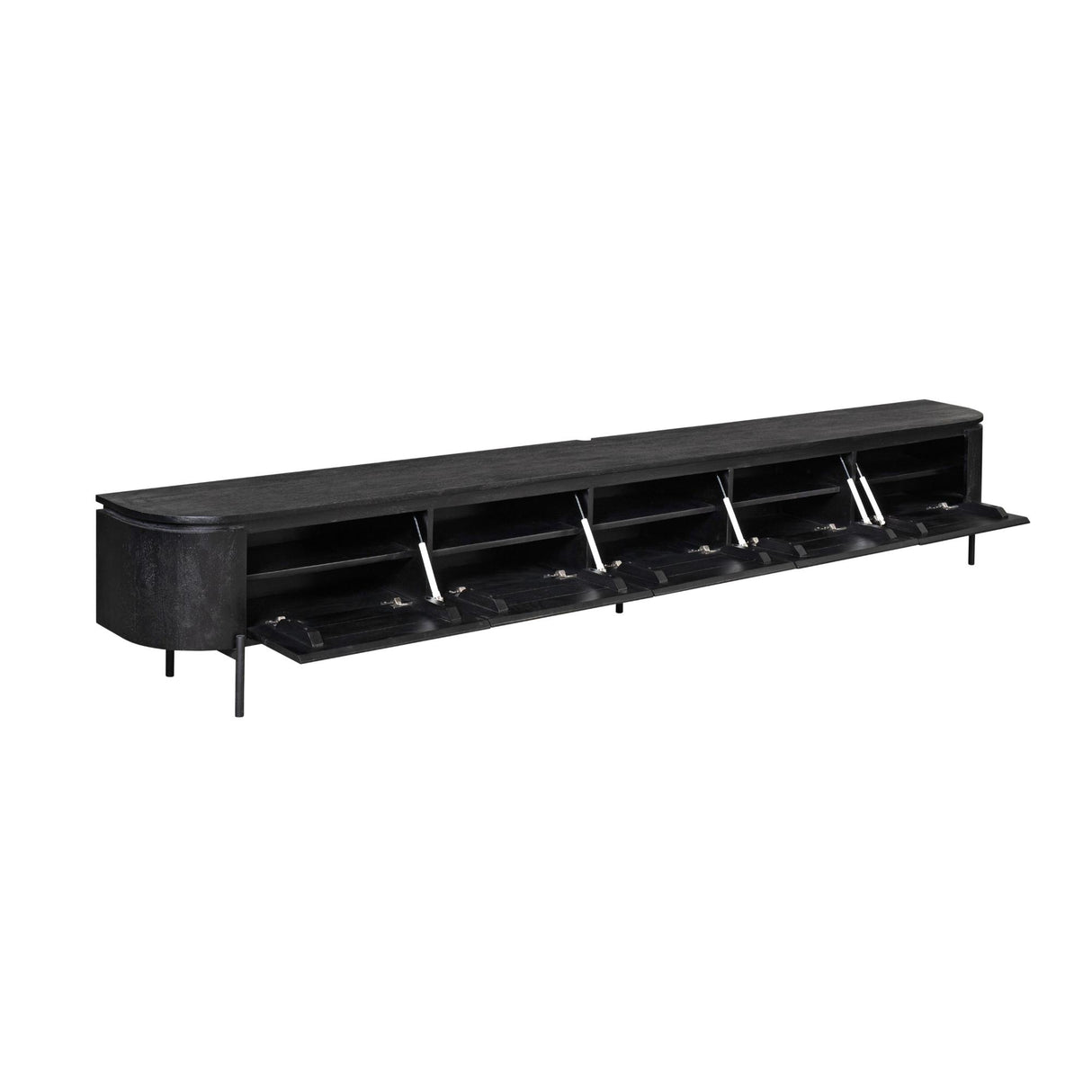Floating TV Unit – Mango Wood, Black Finish, Five Doors – Excellent | Starfurn