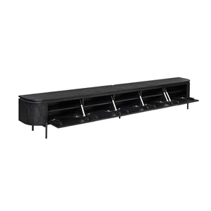 Floating TV Unit – Mango Wood, Black Finish, Five Doors – Excellent | Starfurn