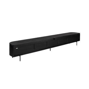 Floating TV Unit – Mango Wood, Black Finish, Five Doors – Excellent | Starfurn