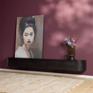 Floating TV Unit – Mango Wood, Black Finish, Five Doors – Excellent | Starfurn