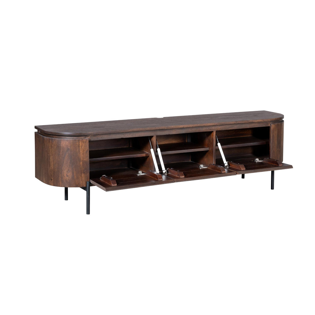 TV-Möbel - Mangoholz Braun, Schwebendes Design, Drei Türen, 160 cm – Excellent | Starfurn