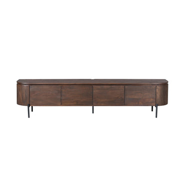 TV unit – Brown Mango Wood, Floating Design, Four Doors – Excellent | Starfurn