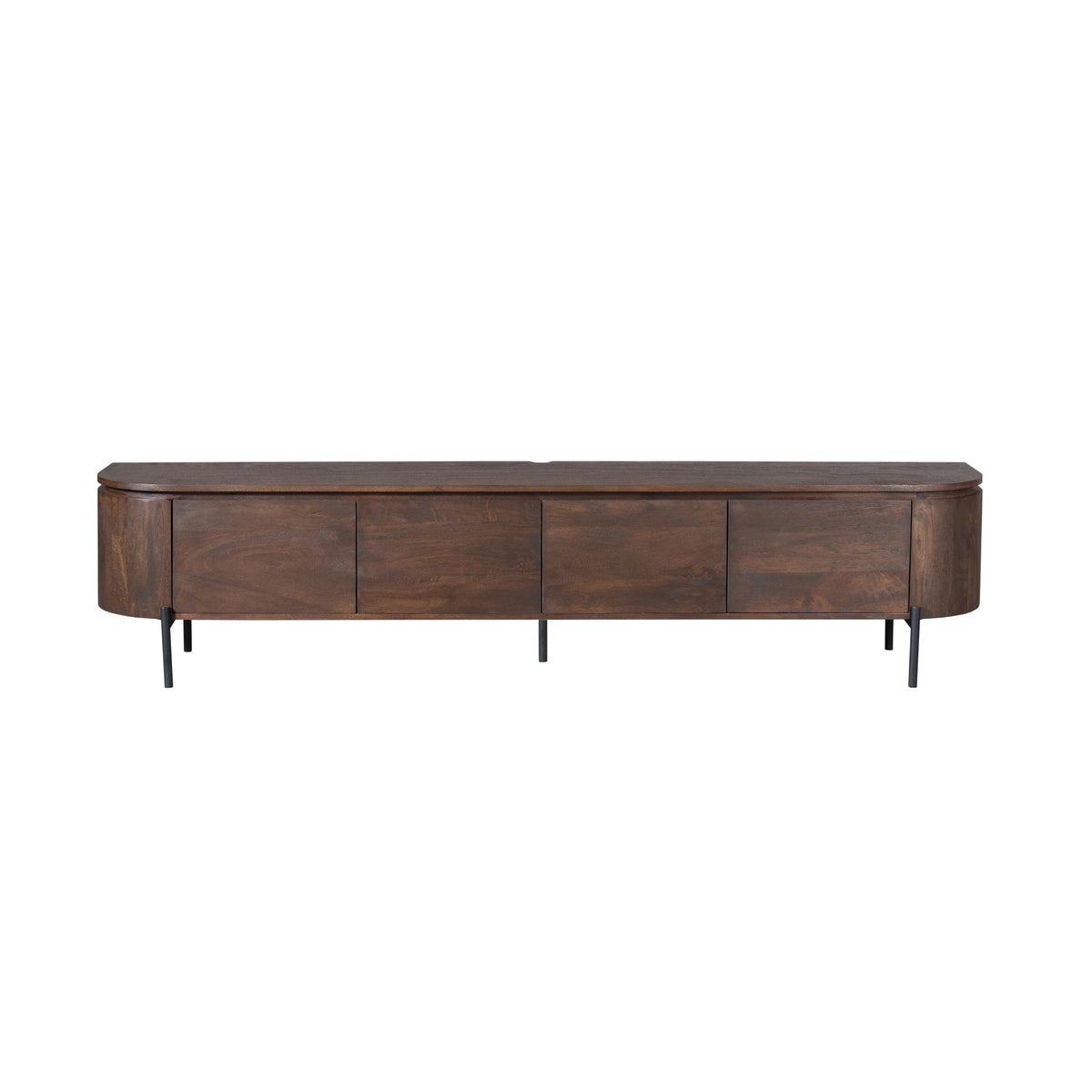 TV unit – Brown Mango Wood, Floating Design, Four Doors – Excellent | Starfurn