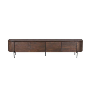 TV unit – Brown Mango Wood, Floating Design, Four Doors – Excellent | Starfurn