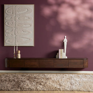 Floating TV Cabinet - Mango Wood, Five Doors, Wall Mounted - Excellent | Starfurn