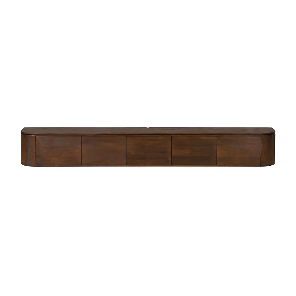 Floating TV Cabinet - Mango Wood, Five Doors, Wall Mounted - Excellent | Starfurn