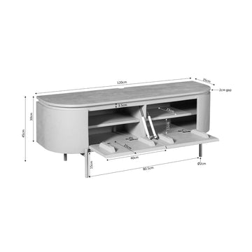 TV-Möbel - Mangoholz Sand, Schwebendes Design, Zwei Türen, 120 cm – Excellent | Starfurn