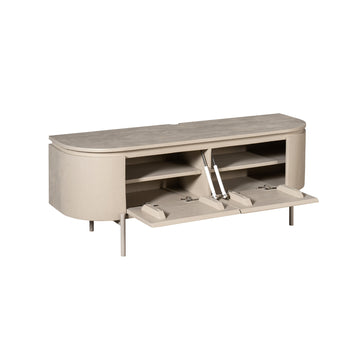 TV-Möbel - Mangoholz Sand, Schwebendes Design, Zwei Türen, 120 cm – Excellent | Starfurn