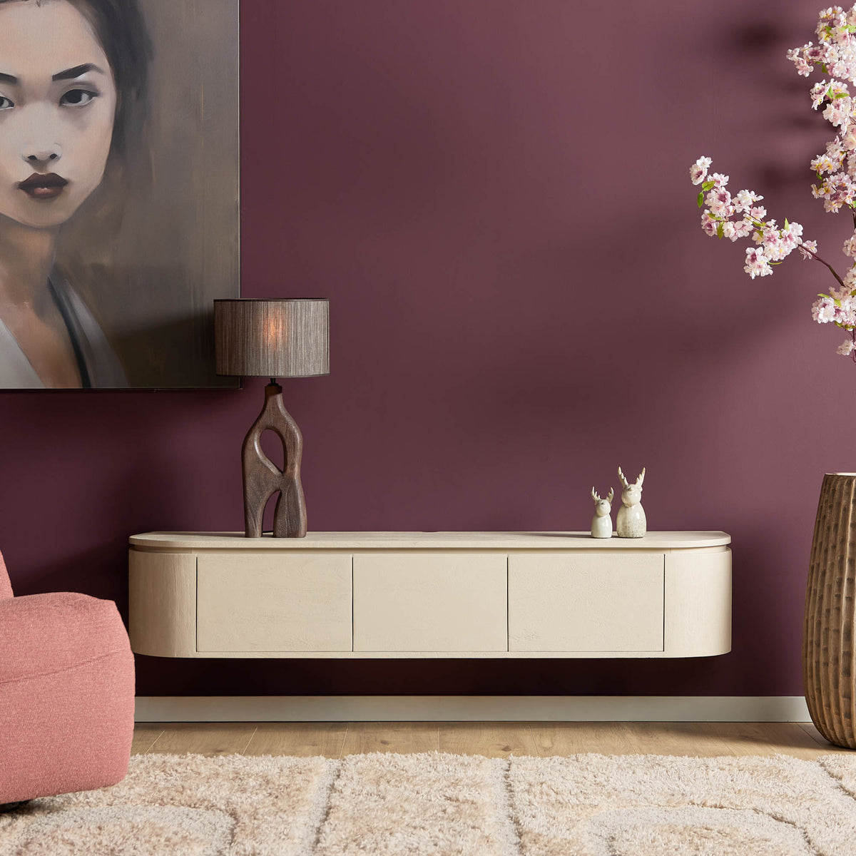 TV Cabinet – Modern Design, Sand Color, Mango Wood – Excellent | Starfurn