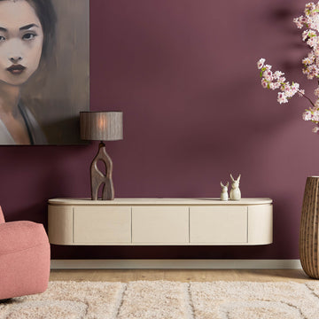 TV-Möbel - Mangoholz Sand, Schwebendes Design, Drei Türen, 160 cm – Excellent | Starfurn