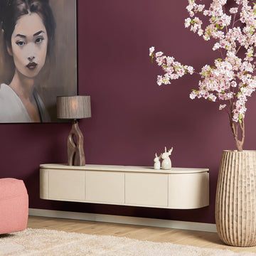 TV-Möbel - Mangoholz Sand, Schwebendes Design, Drei Türen, 160 cm – Excellent | Starfurn