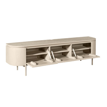 TV-Möbel - Mangoholz Sand, Schwebendes Design, Drei Türen, 160 cm – Excellent | Starfurn