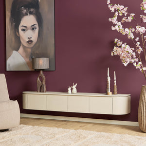 TV-Möbel - Mangoholz Sand, Schwebendes Design, Vier Türen, 200 cm – Excellent | Starfurn