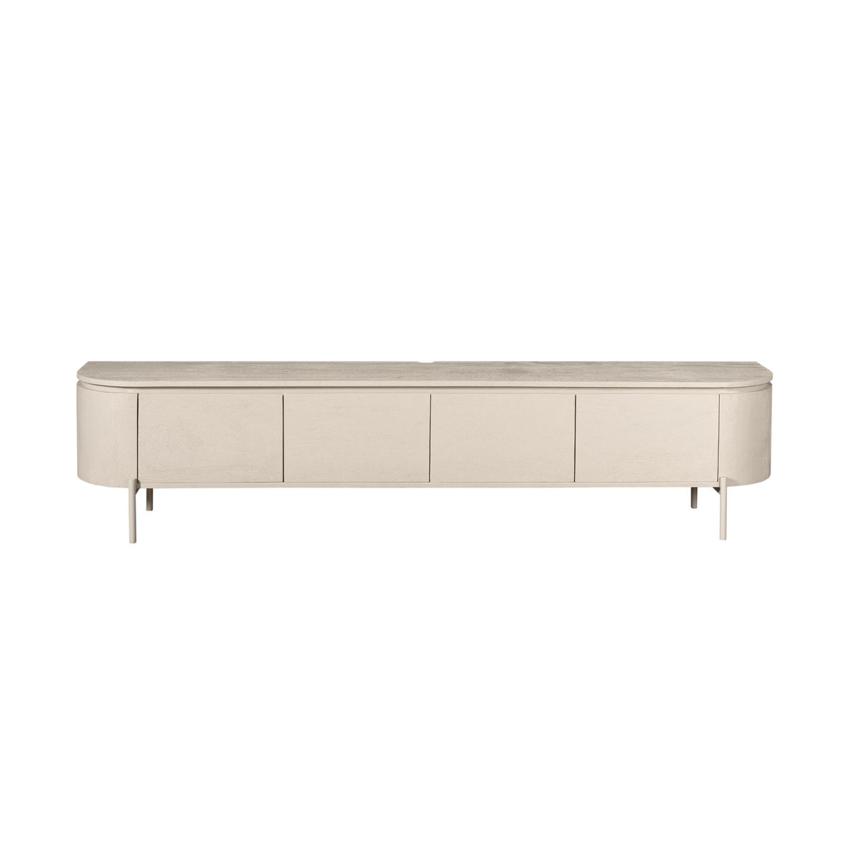 TV-Möbel - Mangoholz Sand, Schwebendes Design, Vier Türen, 200 cm – Excellent | Starfurn