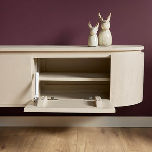Floating TV Unit – Mango Wood, Sand Finish, Four Doors – Excellent | Starfurn
