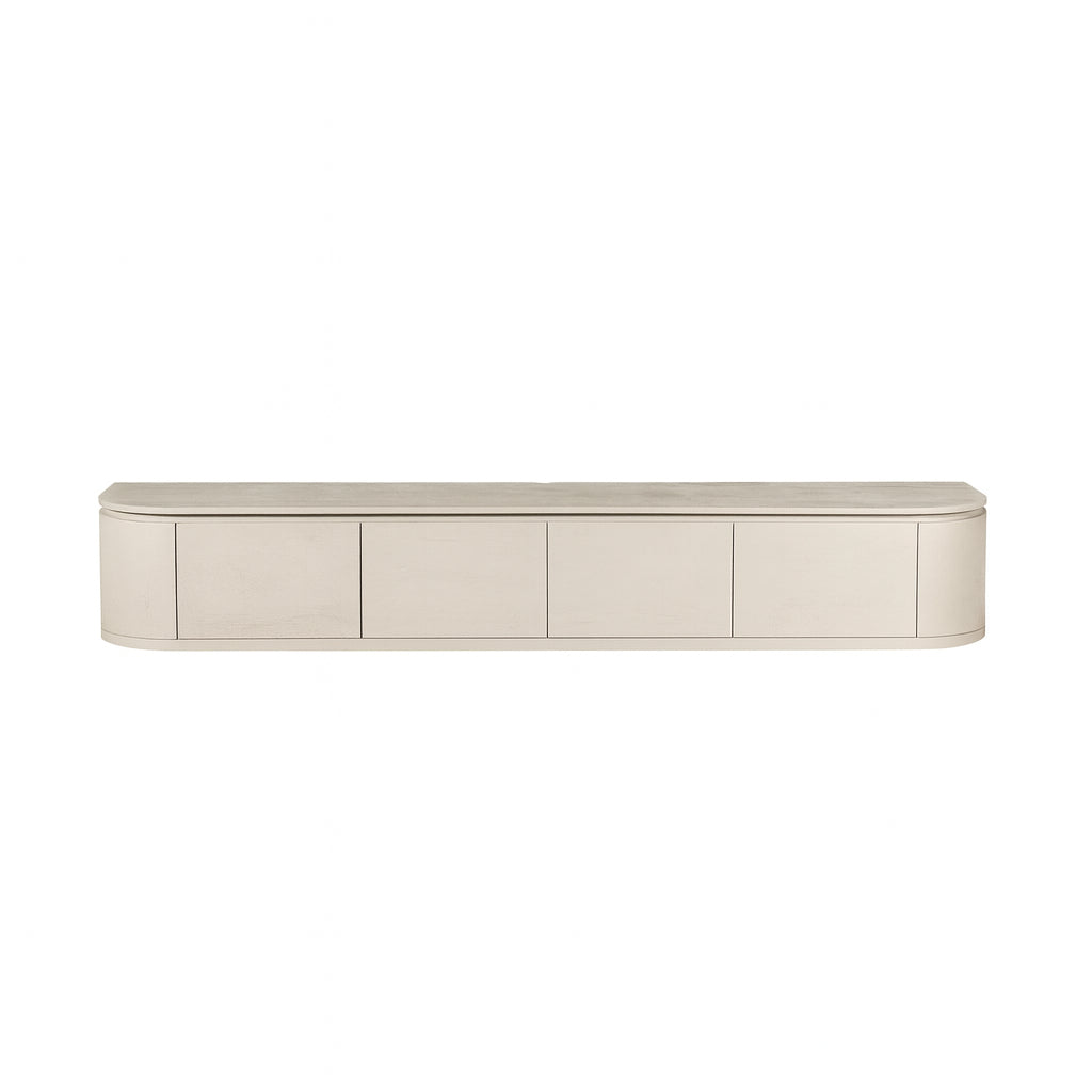 Floating TV Unit – Mango Wood, Sand Finish, Four Doors – Excellent | Starfurn