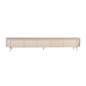 TV-Möbel - Mangoholz Sand, Schwebendes Design, Fünf Türen, 280 cm – Excellent | Starfurn