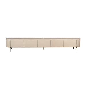 TV-Möbel - Mangoholz Sand, Schwebendes Design, Fünf Türen, 280 cm – Excellent | Starfurn