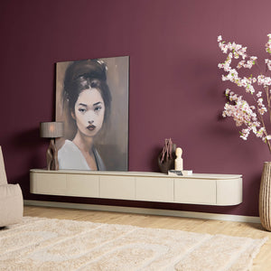TV-Möbel - Mangoholz Sand, Schwebendes Design, Fünf Türen, 280 cm – Excellent | Starfurn