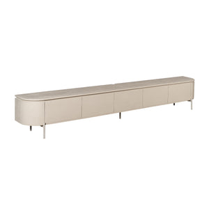TV-Möbel - Mangoholz Sand, Schwebendes Design, Fünf Türen, 280 cm – Excellent | Starfurn