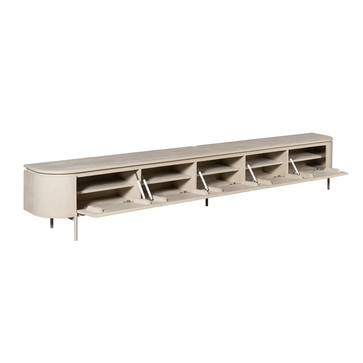 TV-Möbel - Mangoholz Sand, Schwebendes Design, Fünf Türen, 280 cm – Excellent | Starfurn