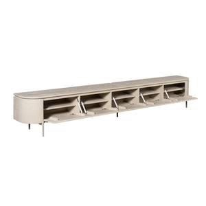 TV-Möbel - Mangoholz Sand, Schwebendes Design, Fünf Türen, 280 cm – Excellent | Starfurn