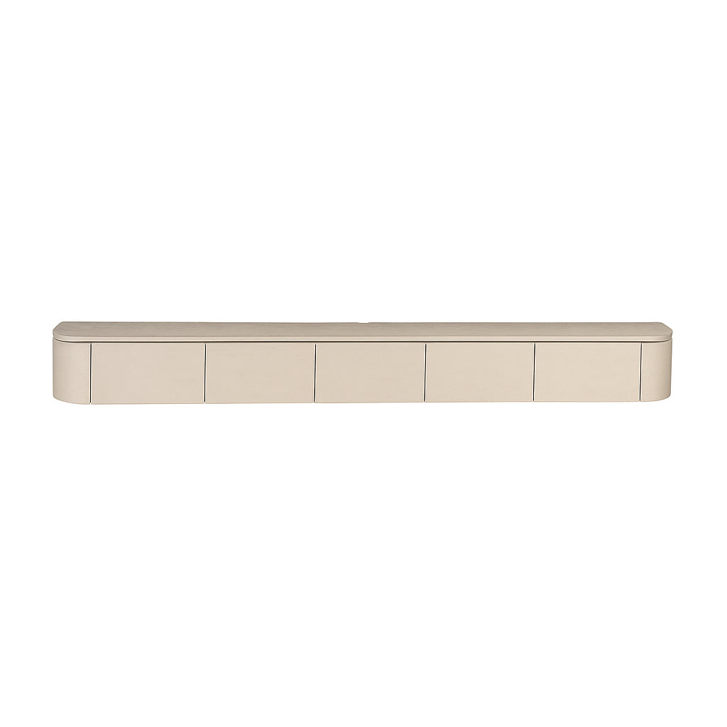 TV-Möbel - Mangoholz Sand, Schwebendes Design, Fünf Türen, 280 cm – Excellent | Starfurn