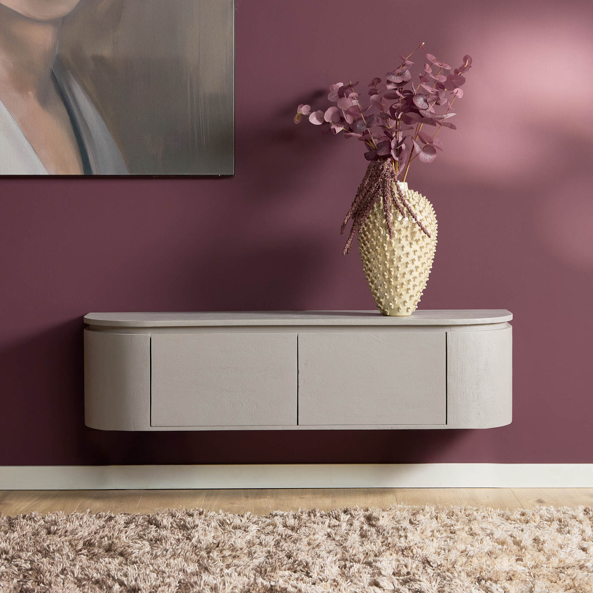 TV Unit – Wall-mounted, Mango Wood, Minimalist Design – Excellent | Starfurn