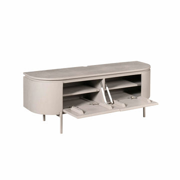 TV-Möbel - Mangoholz Taupe, Schwebendes Design, Zwei Türen, 120 cm – Excellent | Starfurn