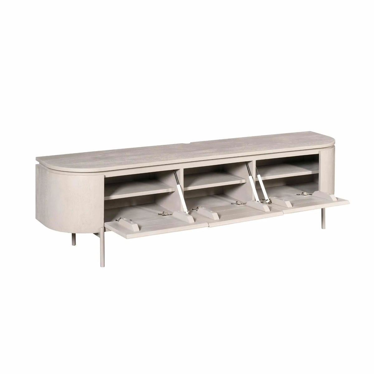 TV Furniture – Mango Wood, Taupe Finish, Wall/Floor, Storage Doors – Excellent | Starfurn