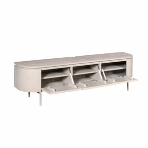TV Furniture – Mango Wood, Taupe Finish, Wall/Floor, Storage Doors – Excellent | Starfurn