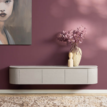 TV Furniture – Mango Wood, Taupe Finish, Wall/Floor, Storage Doors – Excellent | Starfurn