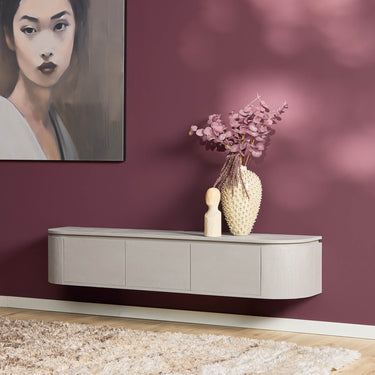 TV Furniture – Mango Wood, Taupe Finish, Wall/Floor, Storage Doors – Excellent | Starfurn