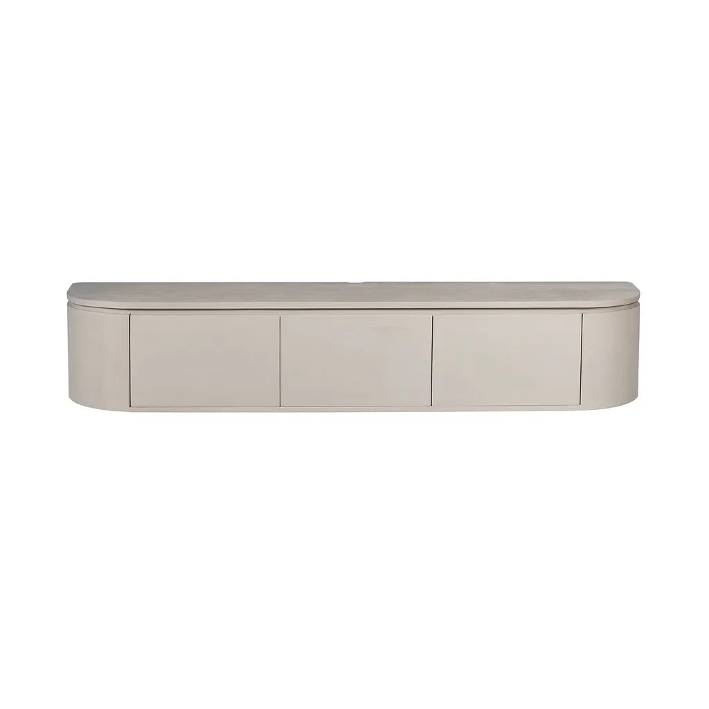 TV Furniture – Mango Wood, Taupe Finish, Wall/Floor, Storage Doors – Excellent | Starfurn