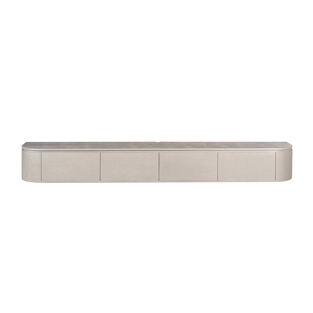 TV-Möbel - Mangoholz Taupe, Schwebendes Design, Vier Türen, 240 cm – Excellent | Starfurn