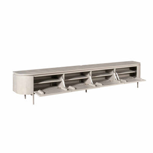 TV-Möbel - Mangoholz Taupe, Schwebendes Design, Vier Türen, 240 cm – Excellent | Starfurn