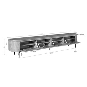 TV-Möbel - Mangoholz Taupe, Schwebendes Design, Vier Türen, 240 cm – Excellent | Starfurn