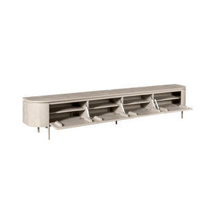 TV-Möbel - Mangoholz Taupe, Schwebendes Design, Vier Türen, 240 cm – Excellent | Starfurn