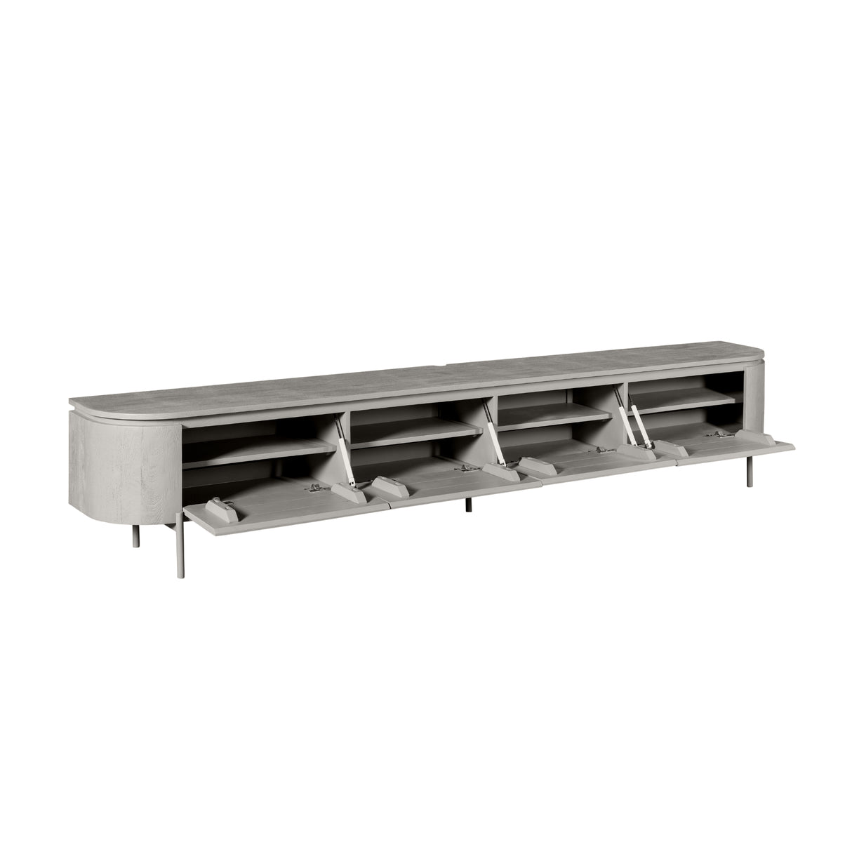 TV-Möbel - Mangoholz Taupe, Schwebendes Design, Vier Türen, 240 cm – Excellent | Starfurn