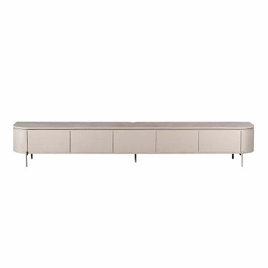 TV Unit - Mango Wood Material, Taupe Finish, Floating Design - Excellent | Starfurn